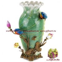 Ваза-цветок. Фарфор и бронза. Декор Амазония. Ручная работа. 37 см