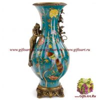 Ваза. Фарфор и бронза. Декор Павлин в цветущем саду. Ручная работа. 45 см