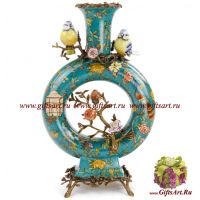 Ваза. Фарфор и бронза. Декор Павлин в цветущем саду. Ручная работа. Высота 50 см