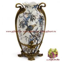 Ваза Бесконечность. Фарфор и бронза. Декор Утро в Шенонсо. Ручная работа. 31 см