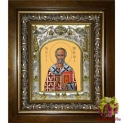 Икона освященная &quot;Николай чудотворец, архиепископ Мир Ликийских,святитель&quot;, 14x18 см, в деревянном киоте 20x24 см, 20x24 см