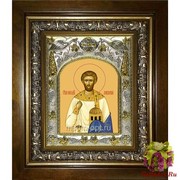 Икона освященная &quot;Лаврентий Римский архидиакон мученик&quot;, 14x18 см, в деревянном киоте 20x24 см, 20x24 см