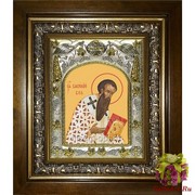 Икона освященная &quot;Василий Великий святитель&quot;, 14x18 см, в деревянном киоте 20x24 см, 20x24 см