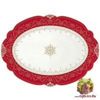 Блюдо фарфоровое Золотая снежинка большое Длина 35 см