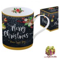 Кружка фарфоровая большая С рождеством! 350 мл Подарочная упаковка