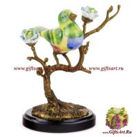 Птичка на ветке. Фарфор и бронза. Ручная работа. 20 см