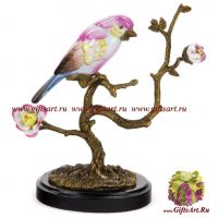 Птичка на ветке. Фарфор и бронза. Ручная работа. 21 см
