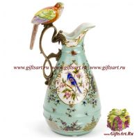 Кувшин с птичкой. Фарфор и бронза. Декор Gartenpalais. Ручная работа. 30 см