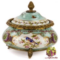 Сахарница вазочка. Фарфор и бронза. Декор Gartenpalais. Ручная работа. 18 см