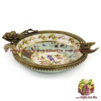 Блюдо для мелочи. Фарфор и бронза. Декор Gartenpalais. Ручная работа. 17 см