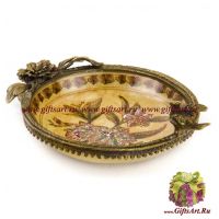 Блюдо для мелочи. Фарфор и бронза. Декор Сады Шахерезады. Ручная работа. 17 см - вид 1 миниатюра