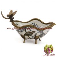 Вазочка со стрекозой. Фарфор и бронза. Декор Утро в Шенонсо. Ручная работа. 21 см