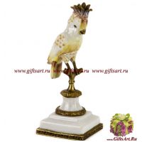Попугай Какаду. Правый. Фарфор и бронза. Ручная работа. 20 см