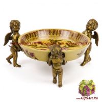 Блюдо для мелочи. Фарфор и бронза. Декор Сады Шахерезады. Ручная работа. 23 см