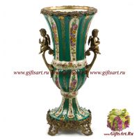 Ваза. Фарфор и бронза. Декор Замок Балморал. Ручная работа. 47 см