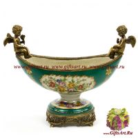 Чаша с ангелами. Фарфор и бронза. Декор Замок Балморал. Ручная работа. 36 см