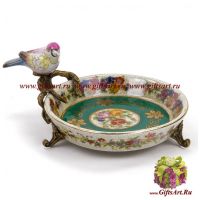 Блюдо для мелочи. Фарфор и бронза. Декор Замок Балморал. Ручная работа. 24 см