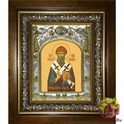 Икона освященная &quot;Спиридон Тримифунтский святитель&quot;, 14x18 см, в деревянном киоте 20x24 см, 20x24 см