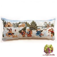 Наволочка гобеленовая новогодняя. Новогодние каникулы. Размер 35х90 см.