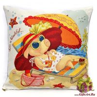 Наволочка гобеленовая новогодняя. Мечты сбываются 2019. Размер 50х50 см.