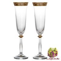 Бокалы для шампанского новогодние 2 штуки. Богемское стекло. 190 мл. Bohemia Crystal. 952476 Чехия