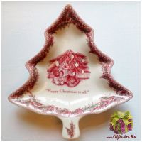 Блюдо фарфоровое Ёлочка Счастливого Рождества всем!  20 х 18 см Подарочная упаковка Англия