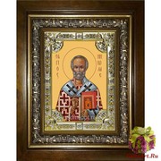 Икона освященная &quot;Николай чудотворец, архиепископ Мир Ликийских,святитель&quot;, 18x24 см, со стразами, в деревянном киоте 24x30 см, 24x30 см