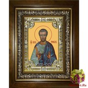Икона освященная &quot;Трофим апостол от семидесяти&quot;, 18x24 см, со стразами, в деревянном киоте 24x30 см, 24x30 см