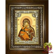 Икона освященная &quot;Владимирская икона Божией Матери&quot;, 18x24 см, со стразами, в деревянном киоте 24x30 см, 24x30 см