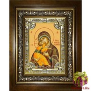 Икона освященная &quot;Владимирская икона Божией Матери&quot;, 18x24 см, со стразами, в деревянном киоте 24x30 см, 24x30 см