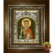 Икона освященная &quot;Владимир равноапостольный Великий князь&quot;, 14x18 см, в деревянном киоте 20x24 см, 20x24 см