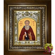 Икона освященная &quot;Александр Свирский преподобный&quot;, 14x18 см, в деревянном киоте 20x24 см, 20x24 см