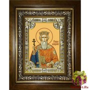 Икона освященная &quot;Владимир равноапостольный Великий князь&quot;, 18x24 см, со стразами, в деревянном киоте 24x30 см, 24x30 см