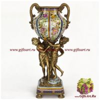 Ваза Грации. Фарфор и бронза. Декор Розовые сады Шелфилда. Ручная работа. Высота 48 см