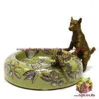 Пепельница. Фарфор и бронза. Декор Исфахан. Ручная работа. 17 см