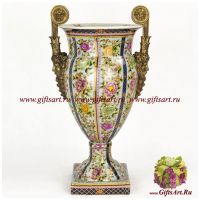 Ваза. Фарфор и бронза. Декор Розовые сады Шелфилда. Ручная работа. Высота 45 см