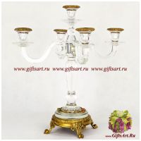 Подсвечник на 5 свечей. Стекло и бронза. Ручная работа. Высота 44 см