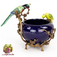 Ваза Пара птиц. Декор Магия ночи. Фарфор и бронза. Ручная работа. 30 см
