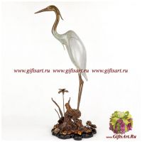 Цапля. Фарфор и бронза. Ручная работа. Высота 73 см