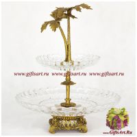 Ваза горка в антикварном стиле Пальмы. Стекло и бронза. Ручная работа. 36 см