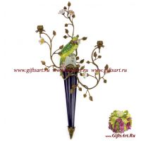 Подсвечник настенный Попугай левый. Фарфор и бронза. Декор Магия ночи. Ручная работа. Высота 80 см