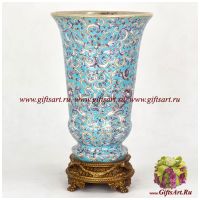 Ваза. Фарфор и бронза. Декор Райские кущи. Ручная работа. Высота 25 см
