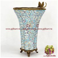 Ваза. Фарфор и бронза. Декор Райские кущи. Ручная работа. 32 см