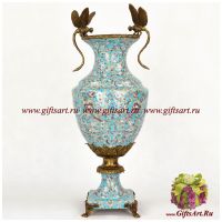 Ваза Стрекозы. Фарфор и бронза. Декор Райские кущи. Ручная работа. Высота 50 см