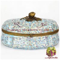 Шкатулка. Фарфор и бронза. Декор Райские кущи. Ручная работа. 25 см