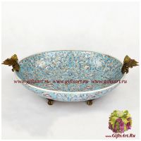 Блюдо бабочки. Фарфор и бронза. Декор Райские кущи. Ручная работа. Длина 41 см