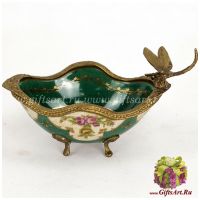 Вазочка. Фарфор и бронза. Декор Замок Балморал-2. Ручная работа. Длина 21 см