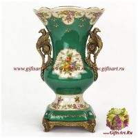 Ваза. Фарфор и бронза. Декор Замок Балморал-2. Ручная работа. Высота 39 см