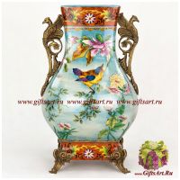 Ваза. Фарфор и бронза. Декор Солнечное утро. Ручная работа. Высота 39 см