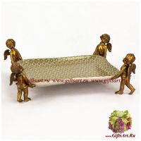 Блюдо для мелочи. Фарфор и бронза. Декор Медичи. Ручная работа. 27 см